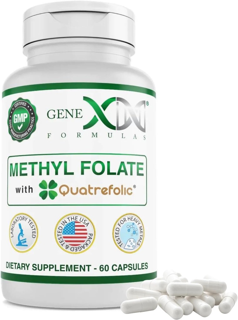 Folat de metil GENEX cu Quatrefolk® 1360 mcg DFE (60 capsule) Forma bio-activă a Folatului - 5-metiltetrahidrofolat 