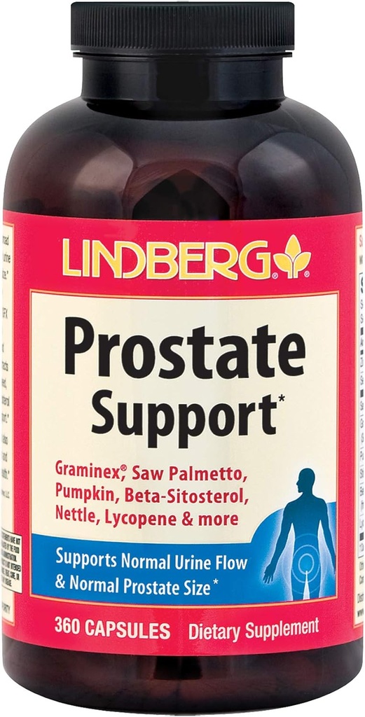 Lindberg Prostate Support* - cu Graminex, Saw Palmetto, Pumpkin, Beta-Sitosterol, Nettle, Lycopene și More (360 capsule)