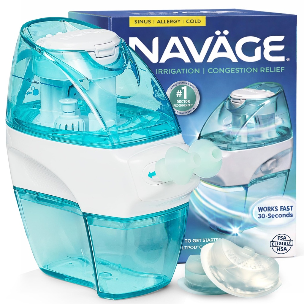 Navage Starter Bundle - Sistem de irigaţii nazale - Saline Nasal Clătite Kit cu 1 Navage Nase Cleaner şi 30 Sare Pods