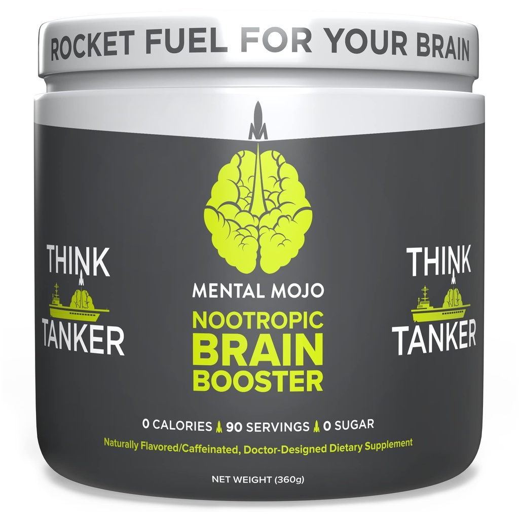 Nootropic Brain Booster (90 Servings) Nootropic Drink Mix & Brain Supplement - Brain Fuel Boots Energy, Focus & Memory - Zero Calories, Sugar Free - Kiwi Strawberry