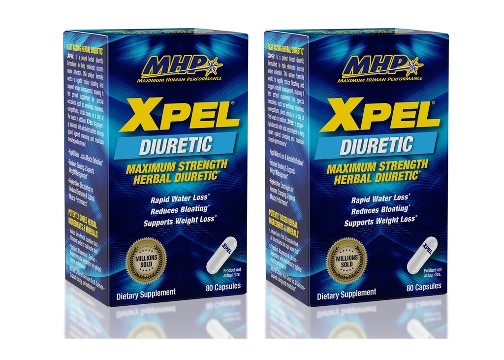 MHP Xpel Capsule diuretice cu concentraţie maximă, 80 Count (pack of 2) (Packaging May Vary)