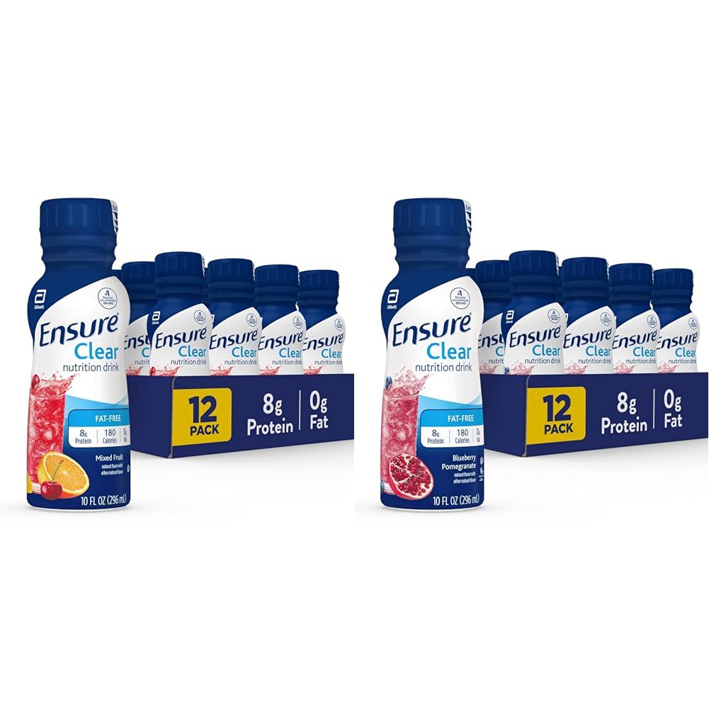 Asigurați-vă de băutură nutriție clară, 0g grăsime, 8g proteine, fructe mixte și fructe de afine arome rodii, 10 Fl Oz, pachet de 12