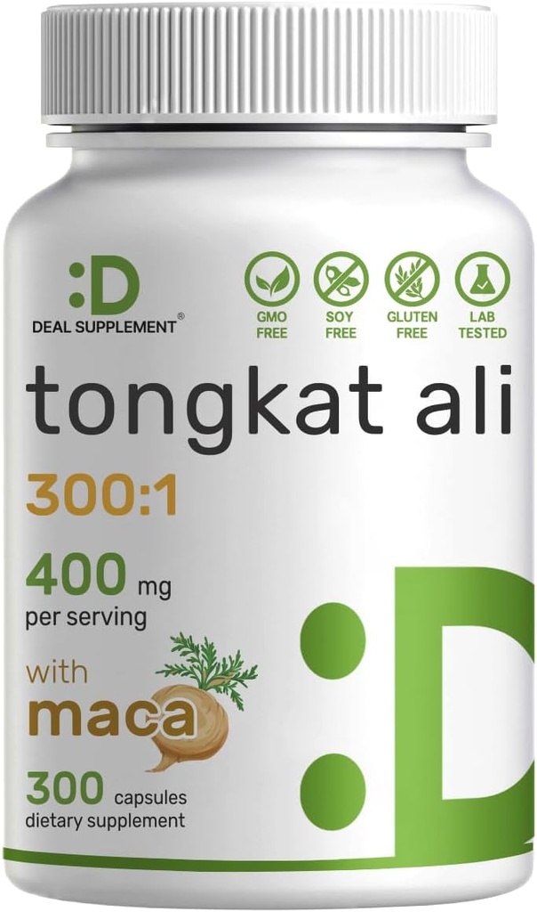 DEAL SUPLEMENT Tongkat Ali Extract 300:1 400mg & Maca Root 400mg 