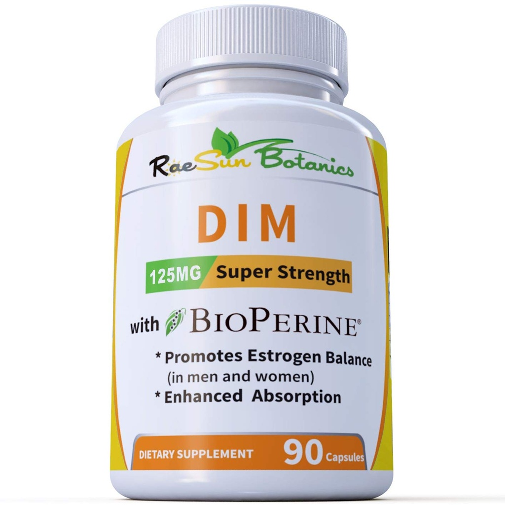 Suplimentul DIM 125mg - DIM Diindolilmetan Plus BioPerine 90-zi Aprovizionare DIM pentru echilibru estrogen, Hormone Menopause echilibru, suport acnee, piele de păr și unghii