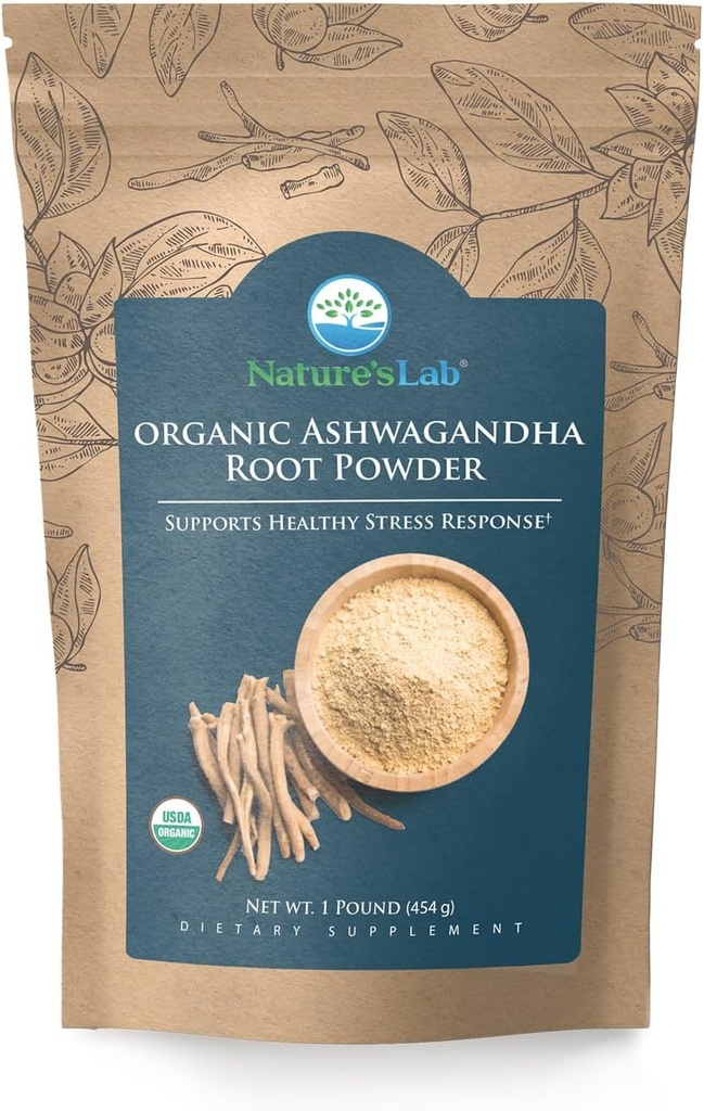 Laborator organic Ashwagandha pulbere rădăcină - 1lb sac (227 serviri)