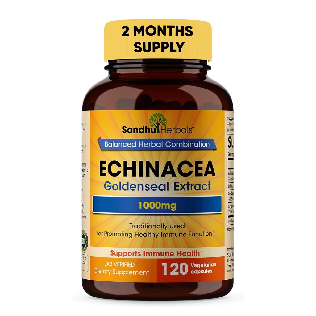 SANDHUHERBALS Sandhu Herbals Echinacea Goldenseal 1000 Mg 120 Capsule