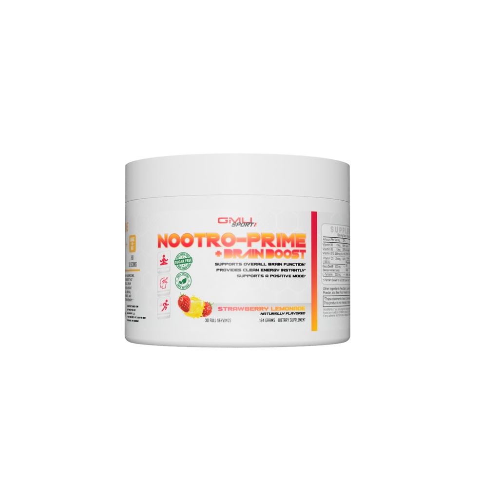 Nootro-Prime Brain Boost - Focus Creier Supliment - Mushroom Supliment pulbere cu Alpha GPC, Nootropic Creier Suplimente pentru Memorie și Focus cu Lions Mane, 30 Serviri, Căpșuni Lemonade