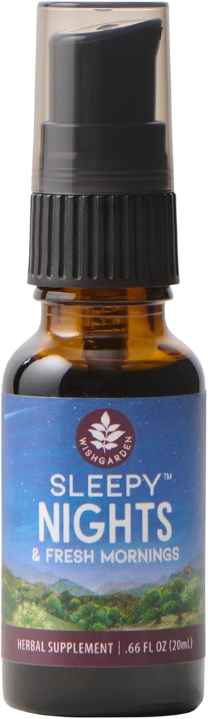 WishGarden Herbs Nights Sleepy & Fresh Mornings - All-Nature Herbal Sleep Aid Tincture, Organic Sleep Supplement w/Passionflower, Hops & Scullcap, Supports Deep Sleep & Healthy Sleep Cycles, .66oz