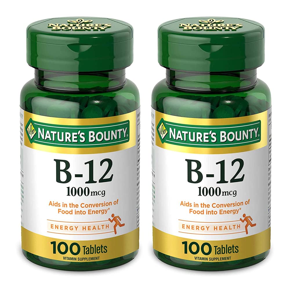 Vitamina naturală Bounty B12, 1000mcg, 100 comprimate (pachet de 2)