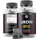 Vitamina B12 Gummies pentru femei si barbati, 20mg Supliment de fier pentru adulti, Builder de sange gratuit pentru anemie, Vitamina B12 Gume cu aroma de fier & naturale Blackberry, Vegan, non-GMO, 30 zile de aprovizionare