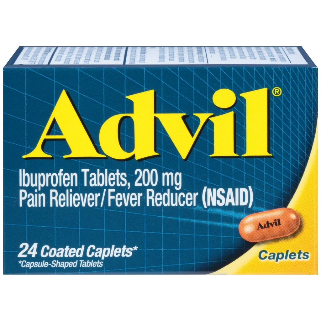 Advil Caplete acoperite Durere Reliever și Reductor Febră Ibuprofen 200mg, 24 Număr