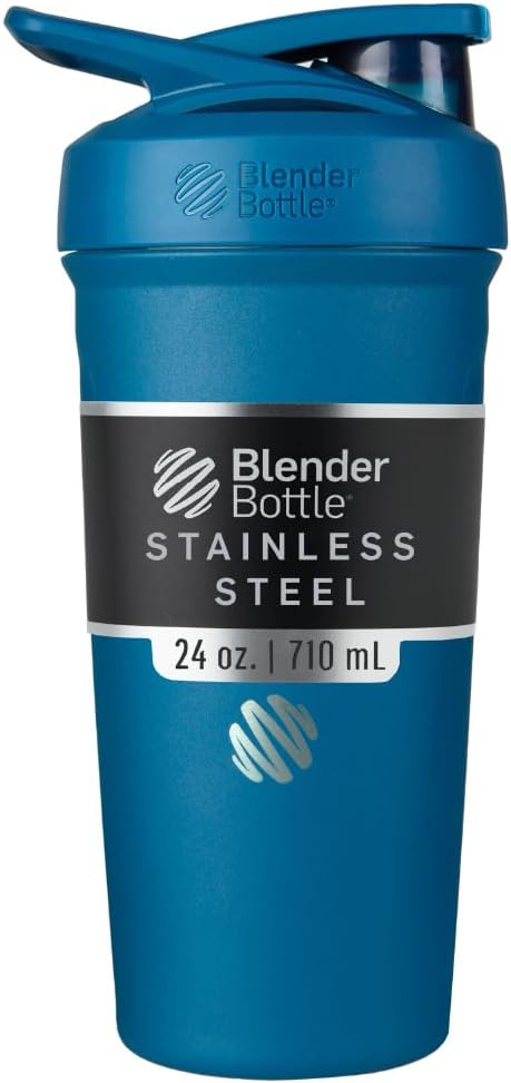 BlenderBottle Strada Shaker Cup Izolat din oțel inoxidabil sticla de apă cu whisk sârmă, 24-Ounce, albastru