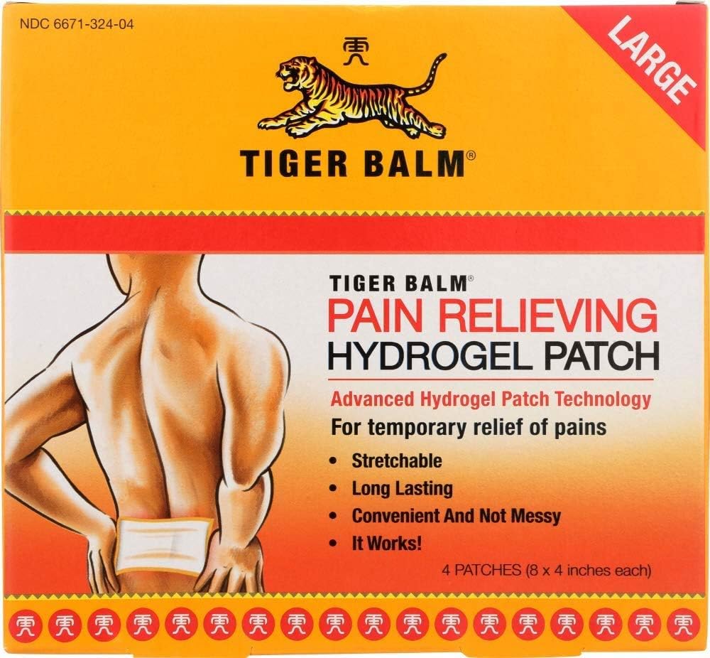 Tiger Balm Pain Relieving Large Patch, 4" x 8", 4/pack 