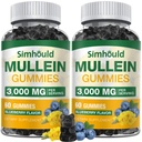 2 Pack Sugar Free 3000MG Mullein Gummies - Lung Cleanse, Mullein Leaf Extract Supliment pentru picaturi respiratorii, organice Mullein cu Querbetin & Bromelain pentru Lung, Digestive Health & Immune