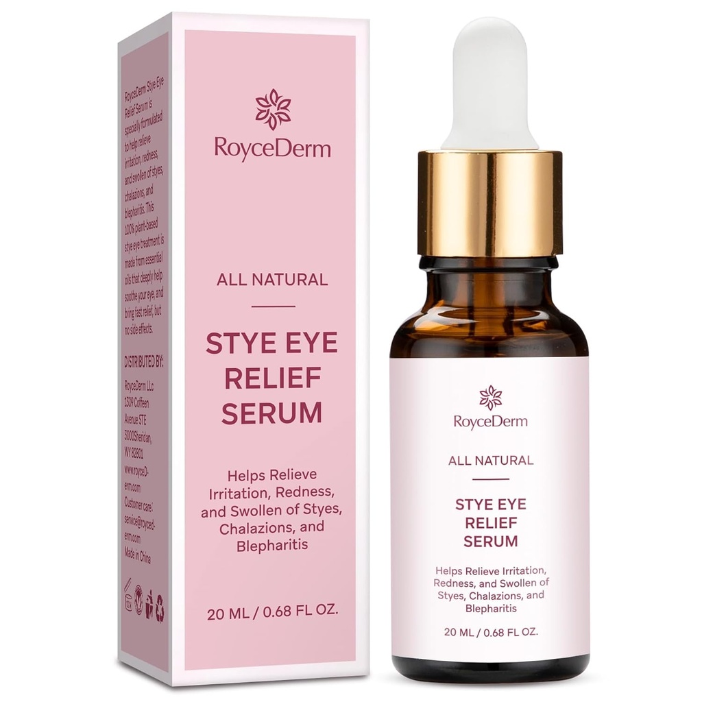 Roycederm Stye Eye Treatment Ser: Natural Stie Remover pentru Sties Chalazion și Blefarita - Safe & Fast Relief (0,68 Fl Oz (Pachetul de 1)
