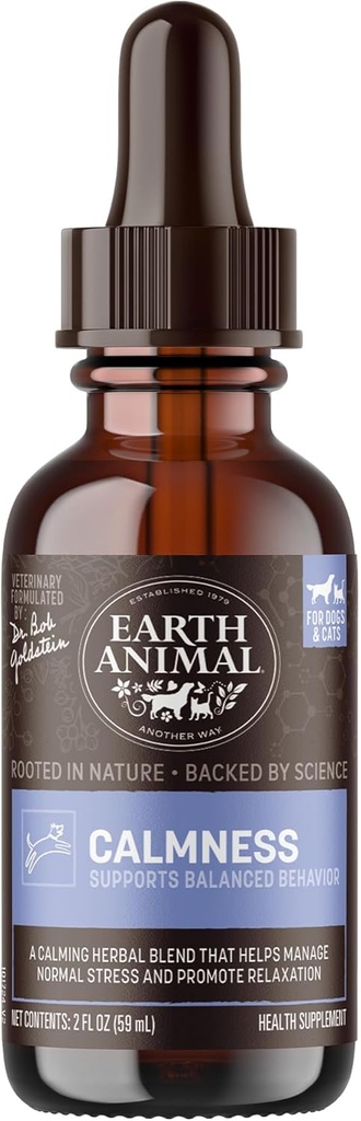 Earth Animal Apothecarie supliment lichid - calmitate Remedii vegetale pentru câini și pisici - 2 fl oz