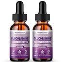 2 cutie Glucosamină Chondroitin MSM picături lichide, supliment suplimentar de suport comun pentru adulţi Bărbaţi şi femei, Querbetin Boswelia, Bromelain, Suport imun antioxidant (4 Fl oz)