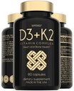 Vitamina D3 Capsule K2 - Vitamina D3 5000 UI şi vitamina K MK7 100mcg - 60 capsule - Statele Unite ale Americii Made Vegetarian Vitamina D Supliment - VIT de înaltă rezistență D pentru oase, mușchi, dinți, sistem imunitar
