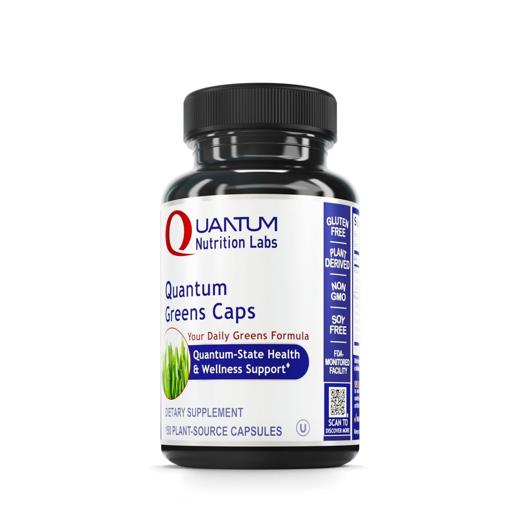 Nutritie cuantica Labs Greens Capsule - Super Greens Capsule, Greens Suplimente, Superfood Blend pentru Wellness, Organic Veggie pastile cu Kale, frunze verzi, Alfalfa - 150 Capsule vegetariene