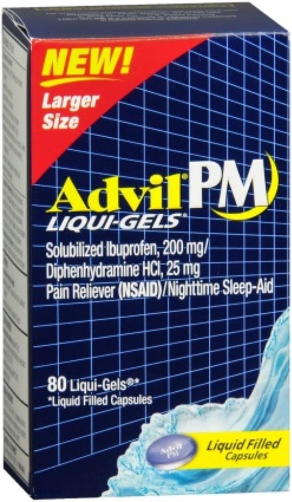 Advil PM Ibuprofen 200 mg Liqui-Gels 80 ea (Pachet de 9)