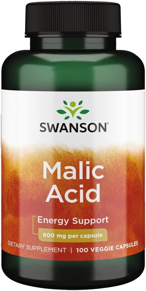 Acid Swanson Malic - Suplimentul natural Promovarea producției de energie celulară - Supliment Formula pentru a ajuta Nourish '&' Energizează mușchii - (100 Capsule vegetale, 600mg Fiecare)