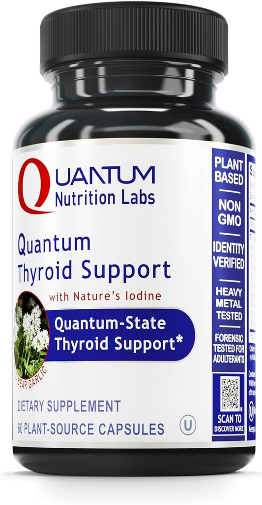 QNL Cuantic supliment suport tiroidian - Pure Complex de suport tiroidian - SIDA echilibru hormonal pentru femei și bărbați - Vegan Complex tiroidian - Caracteristici Iod - 60 capsule de plante-sursa