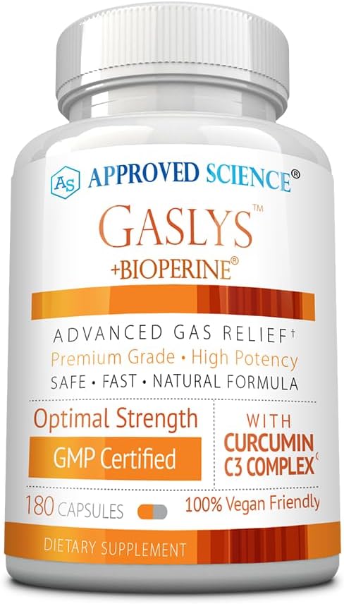 Stiinta aprobata Gaslys - Digestive Tract, gaz, si stomac Supliment - cu pudra de anghinare, ghimbir, seminte de fenicul - 180 Conte - Pachet de 1