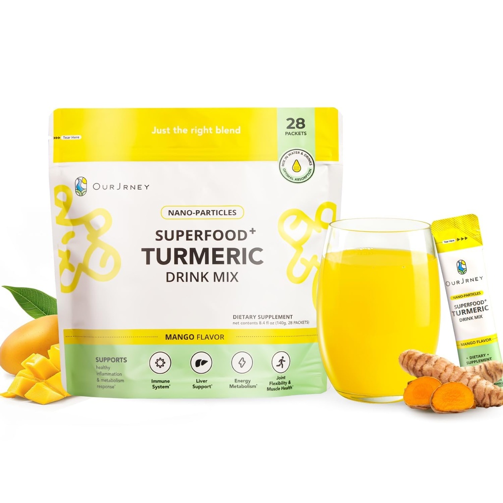 Nano Turmeric Curcumin Drink Powder, Suc de aur pentru Wellness & Imunitate, Fără gust Turmeric, Adauga la Smoothies/Water Daily Morning Routine