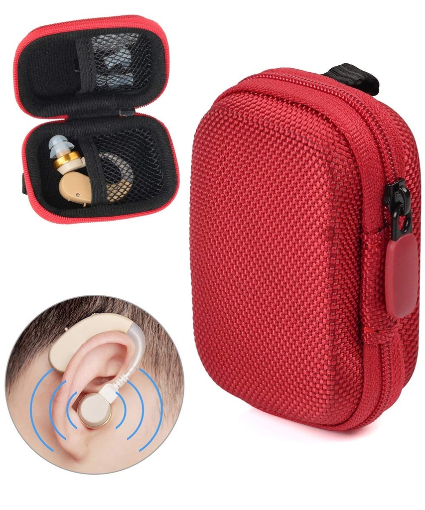 Proiectat Case de protecție pentru ajutor auditiv, Amplificator de auz, Amplificator de sunet personal, Dispozitiv de auz, Dispozitiv de ascultare, Puternic Mini caz cu buzunar Mesh, Design universal