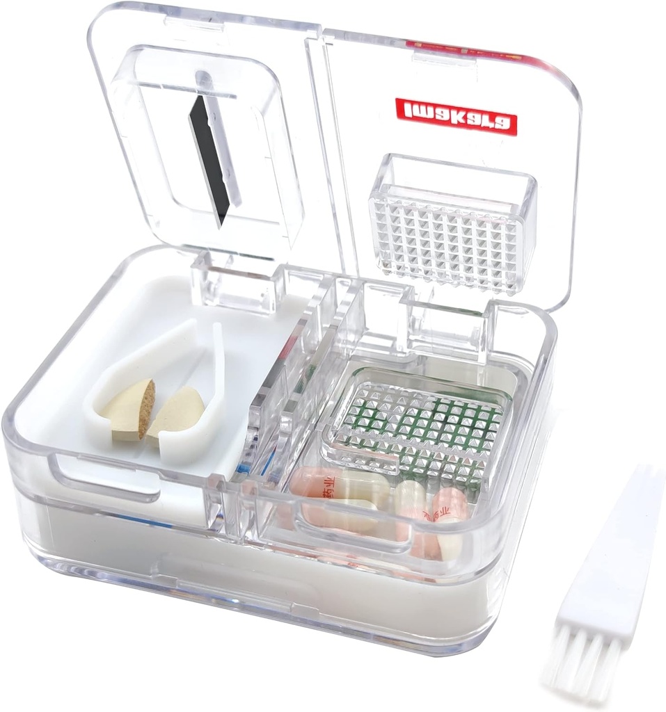 Pastile de călătorie pastile Medicina, Suplimente, Vitamina Pill Organizator Zilnic utilizare pastile caz cu Pilula Cutter Crusher și Grinder (White)