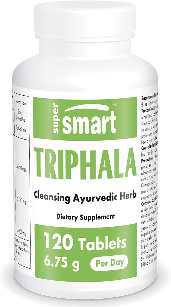 Supersmart - Triphala 6.75 g Per Servire - cu Amla, Behada & Harada - Cleanser intern pentru digestia - Supliment de dezintoxicare naturale 