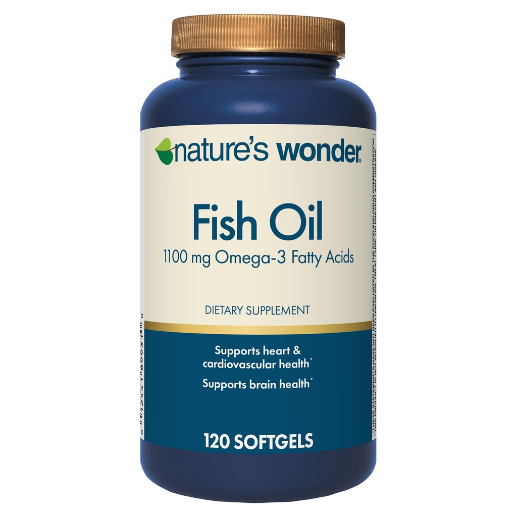 Ulei de pește minune naturii 1100mg Omega-3 Suplimente de ulei de pește pentru femei și bărbați, EPA & DHA pentru articulații sănătoase, inimă, sistem imunitar, 120 zile de aprovizionare Softgels