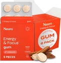 NeuroGum Energy & Focus Gum (54 Count-6 Pack, Scorțișoară) 