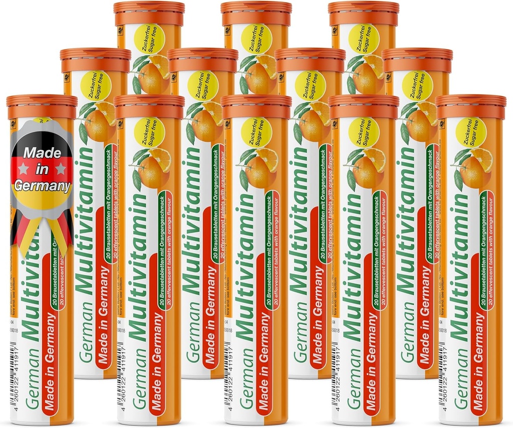 T&D German Multvitamine 10 Vitamine - 240 Vegan Bea Efervescent tablete - Orange Flavor - Made in Germany