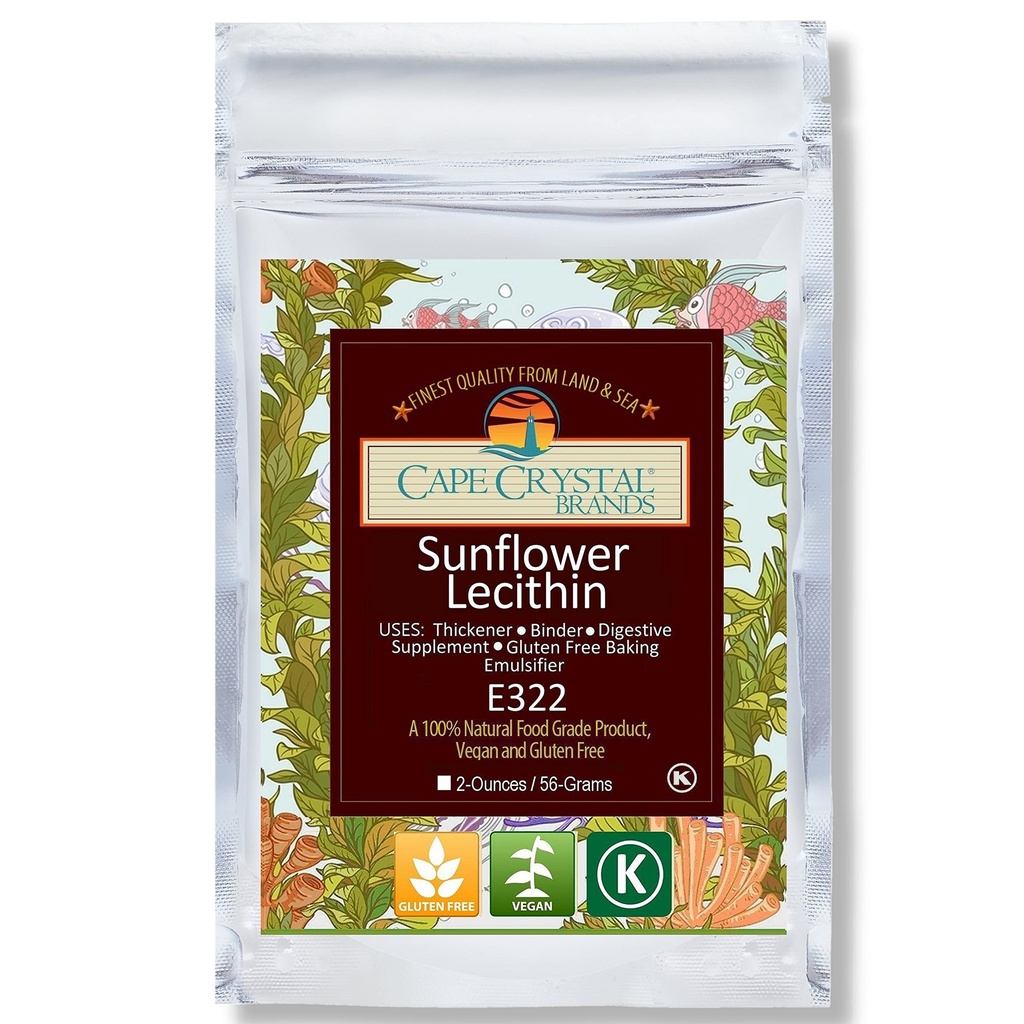 Cape Crystal Floarea-soarelui Pulbere de lecitină 100% Natural și Gluten-Free. Este Vegan, non-GMO Alternative la Soy Lecitin pulbere (2-oz.)