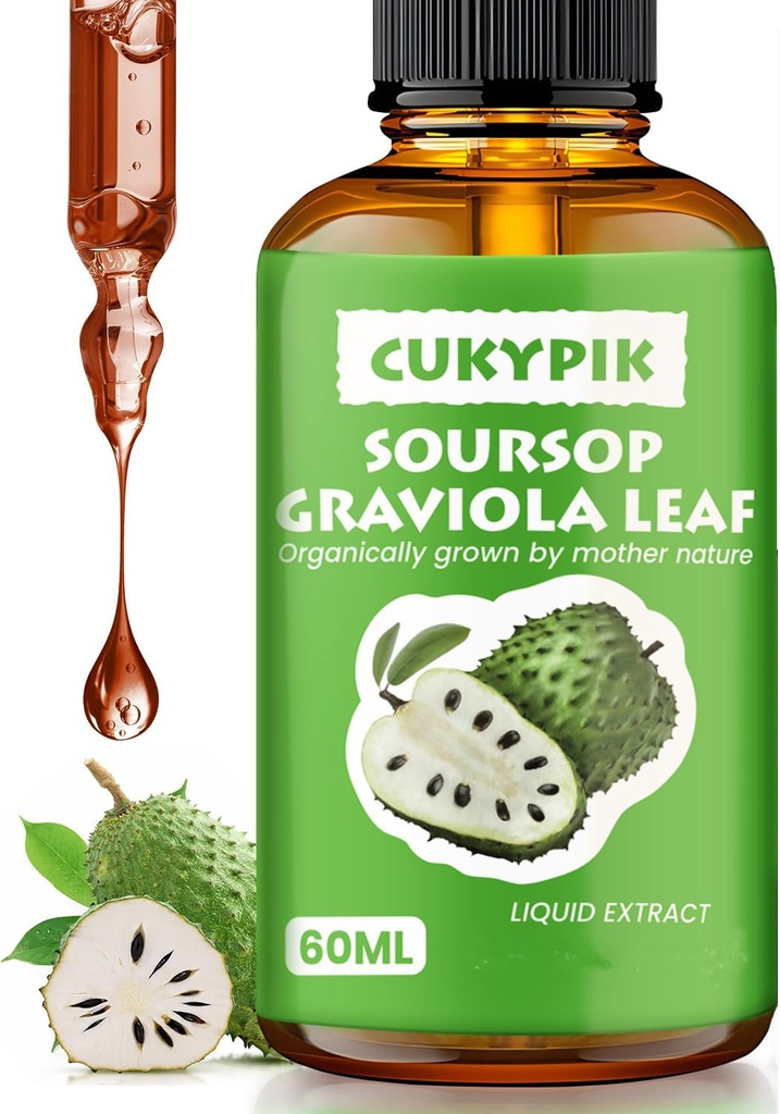 Suplimente minerale Soursop Graviola Extract de frunze picătură lichidă Plus Botanică pură pentru suport de celule, Zzz & Antioxidant - Soursop Bitters lichid, 2-4 lună de aprovizionare, 2 Fl Oz
