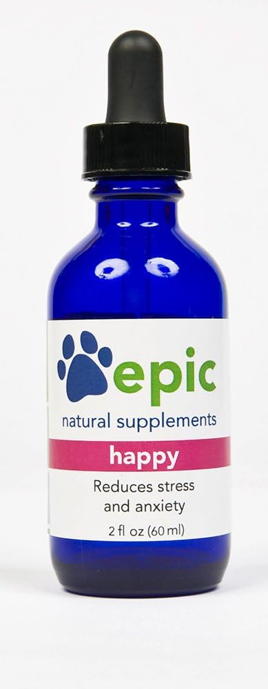 Fericit - All Natural lichid Spray Supliment - Eases Separation Anxietate, Ajuta cu Vet Vizite, Călătorii, Grooming, Pierderea unui prieten (Dropper 2 oz)