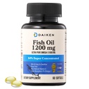 DAIKEN Mini ulei de pește 1200 mg, RTG Omega 3 1000 mg, 60 Softgels, mare absorbție și ulei de pește Burpless pentru inima sanatoasa, Brain and Dry Eyes Support