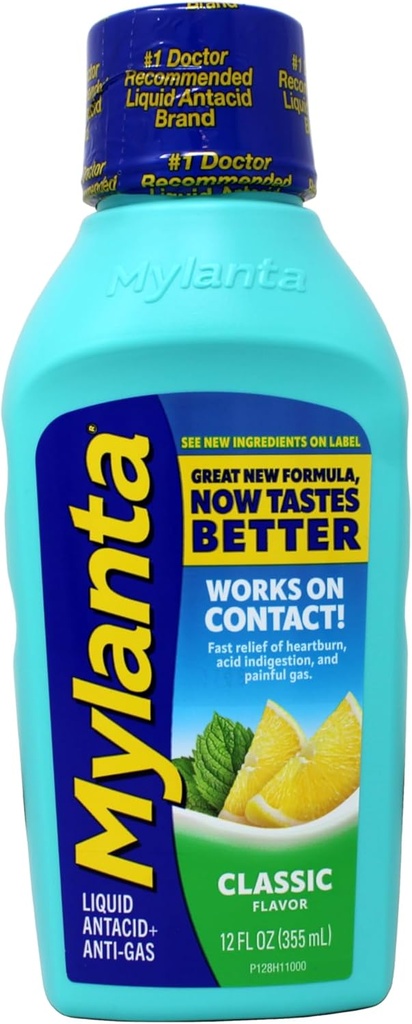 Mylanta Antiacid si gaz Relief, Formula Putere maxima, Aroma clasica, 12 Ounce lichid