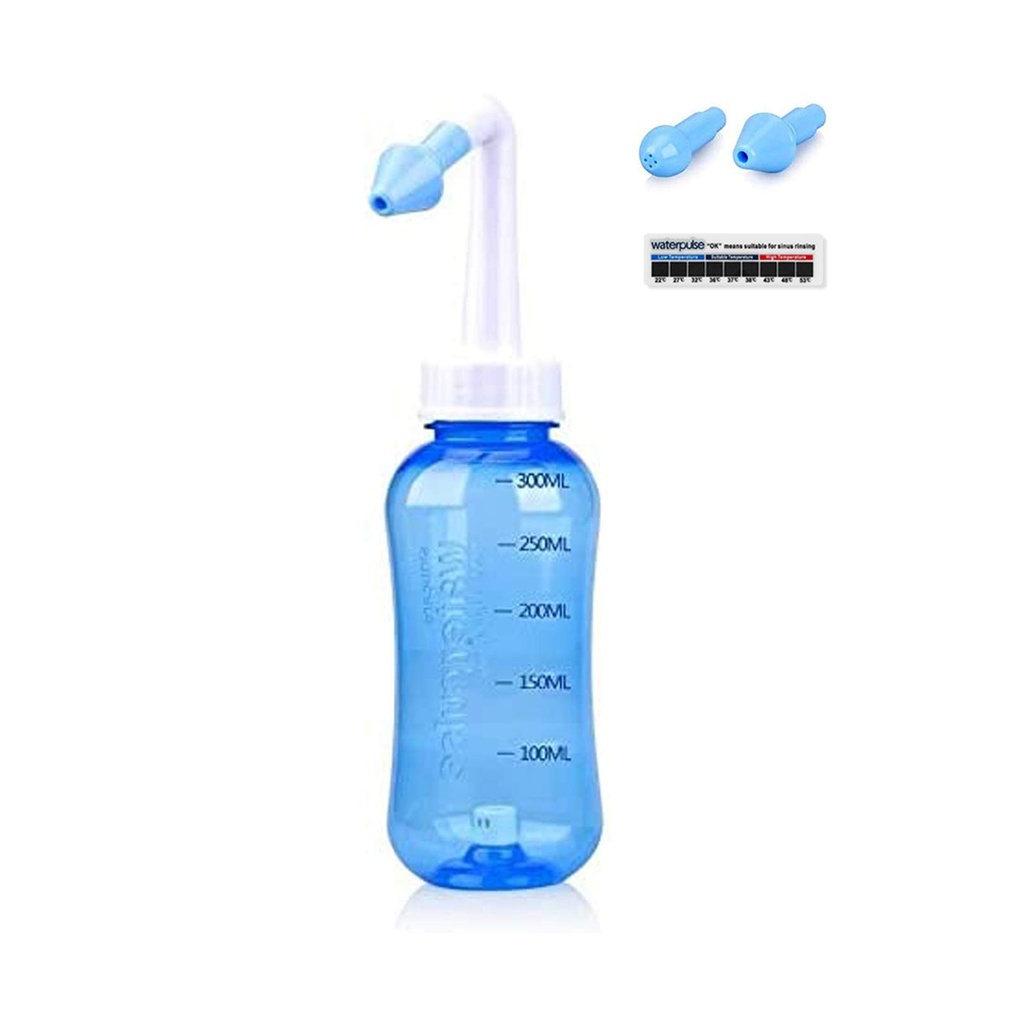 Waterpulse Neti Pot, Neti Pot Sinus Clătire, 300ml Neti Pot Sinus Clătire Kit cu autocolant termometru pentru adult & Kid BPA gratuit (300ml)