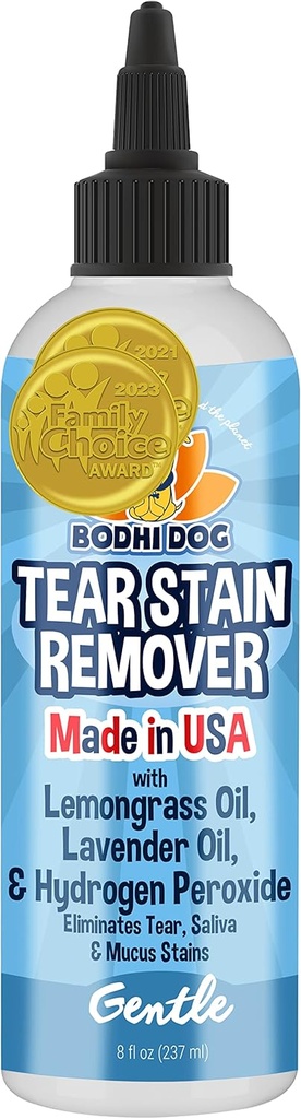 Bodhi Dog Tear Stain Remover - Elimina lacrimile, Saliva & Mucus Stains de la câini și pisici - Soluție ușoară, naturală pentru blană și haine sensibile, alcool gratuit, Made in USA (8 Fl Oz)