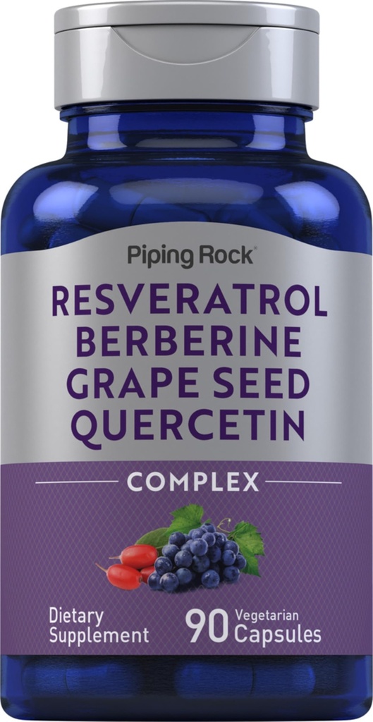 Piping Rock Resveratrol Berberine de struguri Seed & Querbetin Complex 