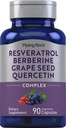 Piping Rock Resveratrol Berberine de struguri Seed & Querbetin Complex 