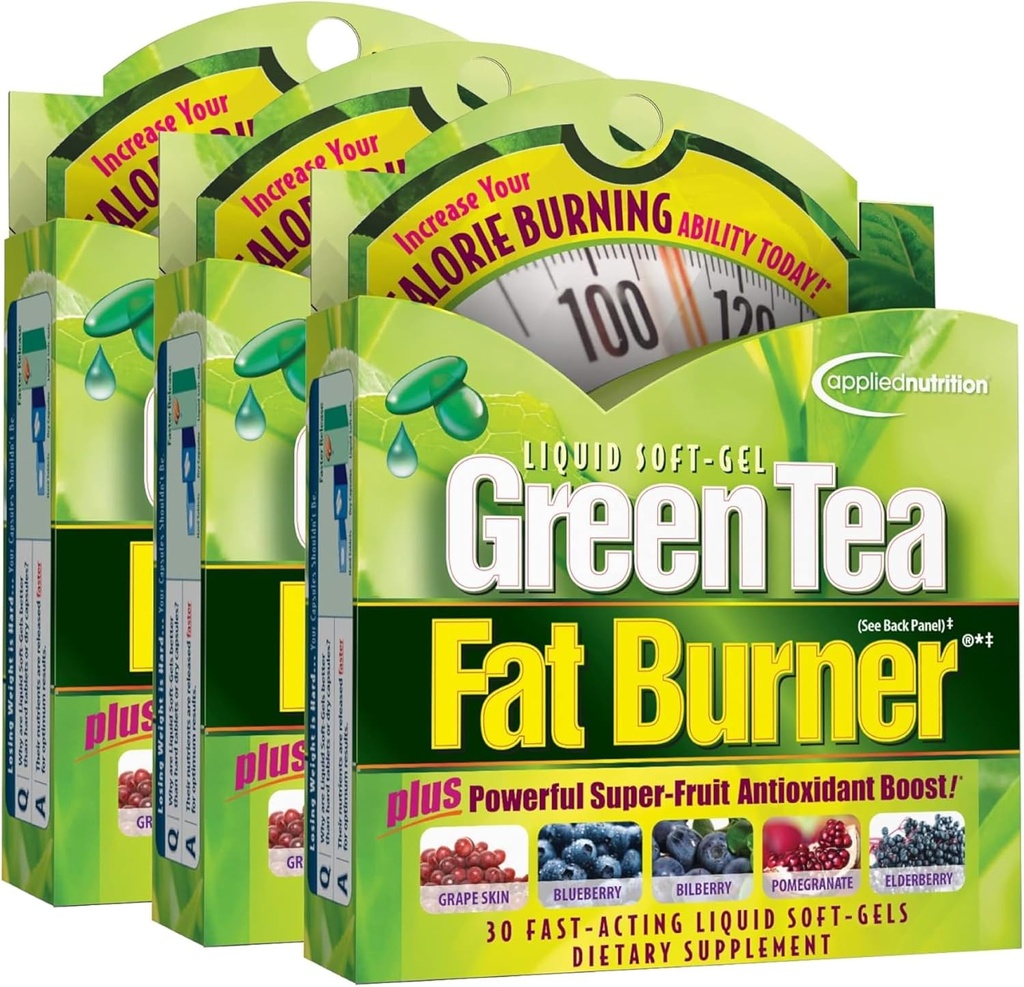 Nutritie aplicata Ceai verde Fat Burner - 30 lichid Soft-Gels, pachet de 3 - Creste Calorie Burning & Provizii puternic antioxidanti - 45 total serviri