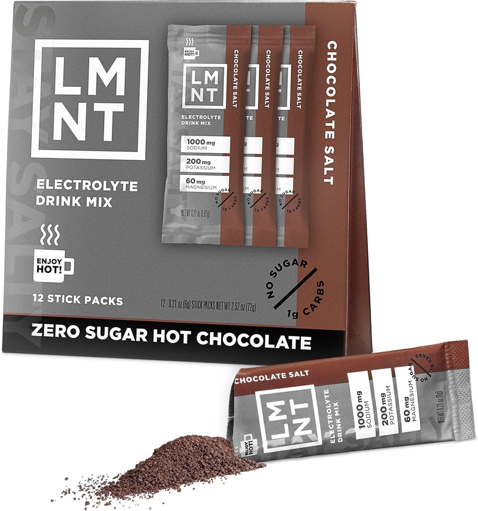 LMNT Zero zahăr ciocolată caldă sau mixer de cafea - Ciocolată sare 