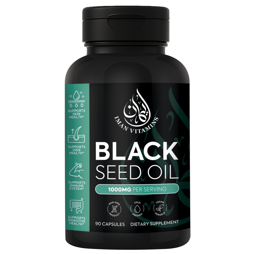 Halal Natural Black Seed Capsule de ulei de semințe 1000 mg presat rece, Vegan, Non-GMO Nigella Sativa Capsule, Gluten pastile gratuite 