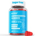 Sugar Free Ashwagandha Gummies - cu magneziu Glycinate, Rhodiola Rosea, Zinc, Lemon Balm, B6 - Suport de relaxare, Natural Zzz, Rezistenta, Energie pentru Barbati Femei - 60 Conte