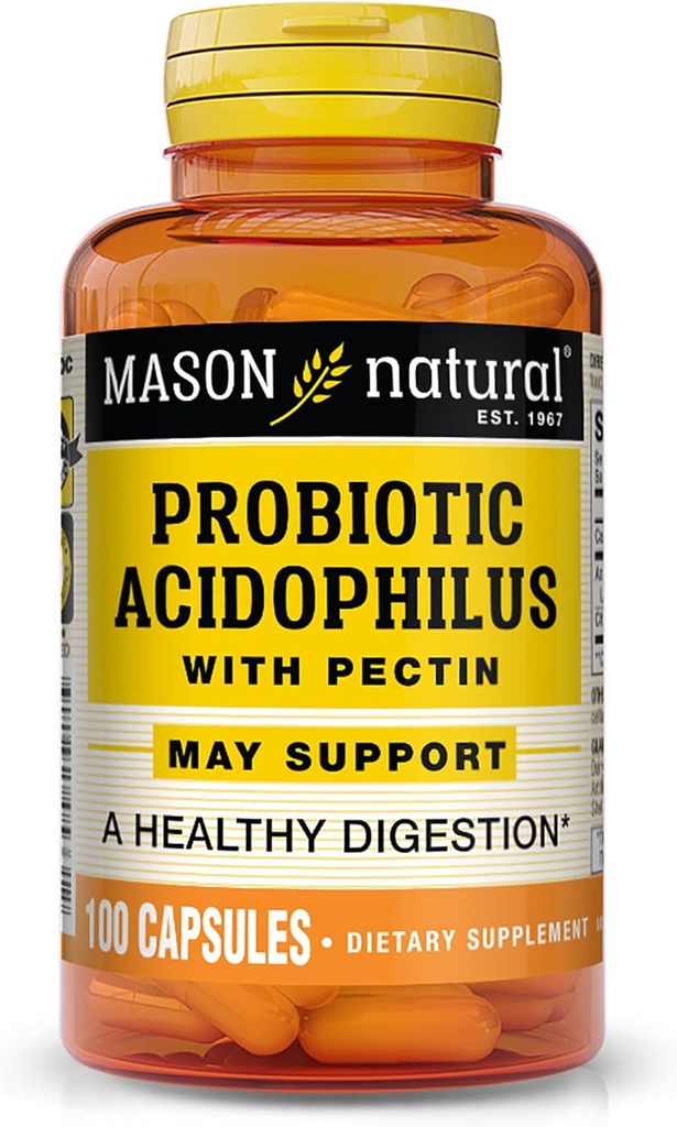 Mason Acidophilus natural cu capsule de pectină, Digestive Aid - 100 Ea