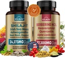 All in One Vitality Bundle - Shilaj Pure Himalayan Organic & Berberine HCl Complex - Sea Moss, Ashwagandha, Resveratrol, Alpha Lipoic Acid, Querbetin - Non-GMO, Gluten-free, Vegan Supliment
