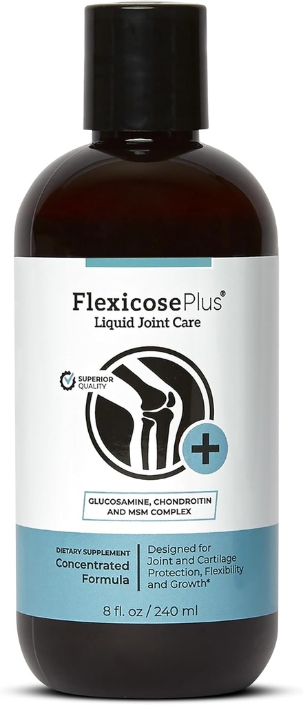 Flexicose Plus - Îngrijire în comun lichid - 8 fl oz - Advanced Joint Supplement with Glucosamine, Chondroitin & MSM Complex Joint Care for Men and Women
